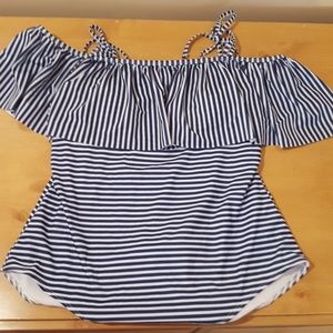 Sesy ruffled bodice off shoulder swimsuit
